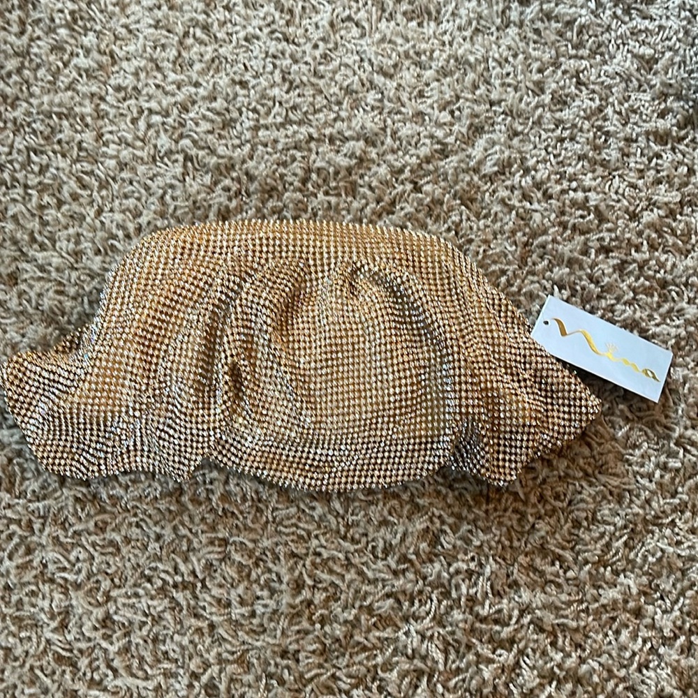 NWT Nina crystal mesh clutch